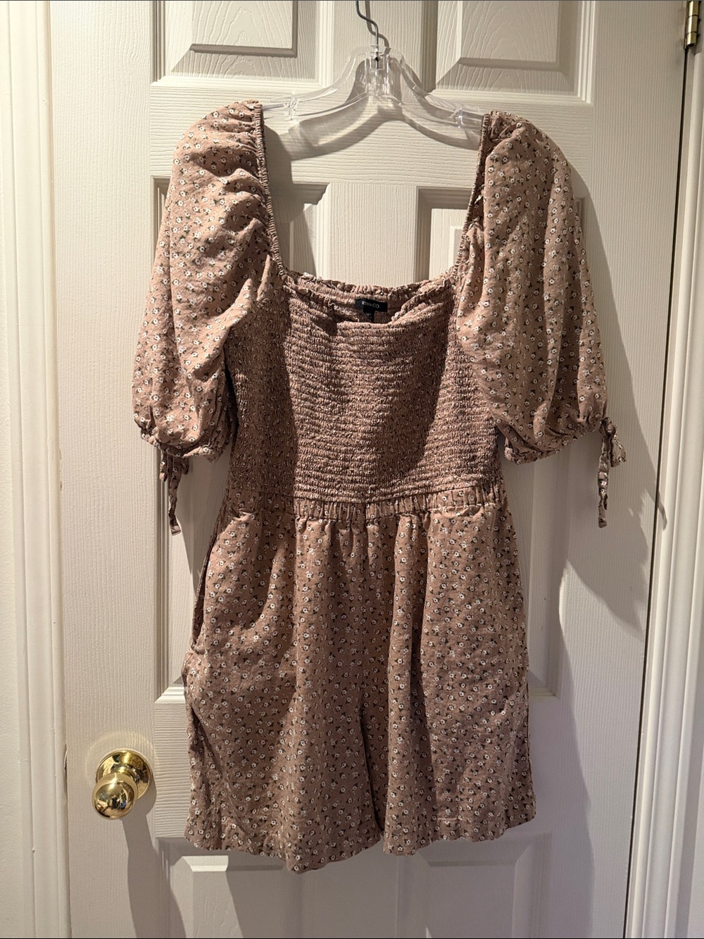 74 - RW&CO. Floral Smocked Romper in Mauve